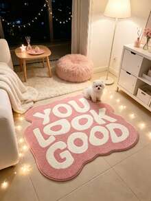 1 pieza Alfombra decorativa con letras rosa & blanco, alfombra gruesa, alfombra de felpa, alfombra de otoño/invierno, alfombra de cocina, tapete de cocina, alfombra de cocina, felpudo, alfombra pequeña, alfombra, alfombra pasillo, tapete de piso - Multicolor - Ver 4