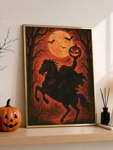 1pc Dark Academia Sleepy Hollow Headless Horseman Poster, Vintage Pumpkin Print, Gothic Halloween Decor, Bedroom Decor, Living Room Decor, Dorm Decor, Wall Art, Wall Decor, Home Decor, Room Decor, Canvas Wall Art, Poster, Framed Wall Art, Optional Frame - Horseman - View 5