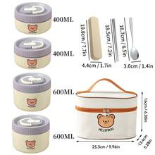 304 Stainless Steel Lunch Box, Bento Box Adult, Portable Insulated Lunch Container Set, Leakproof Microwaveable Hot Food Container, Cute Japanese Bento Box For School Student, Insulated Bowl With Lid, Tiffin Box, Food Warmer Container - Multicolor - View 27