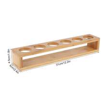1pc Wine Glass Holder, Natural Bamboo Base, Double-Layer Wavy Design, 6 Circular Holes On Each Layer, Fits Standard Thick Glass Shot Glasses (One-Shot/Liquor Glasses), Suitable For Home Gatherings, House Parties, Birthday Parties, Wine Glass Display Tray, Convenient For Serving Drinks - Multicolor - View 13