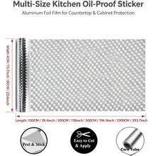 1 Gulungan Stiker Dinding Perekat Mandiri Tahan Air, Tahan Minyak, dan Tahan Panas dari Aluminium Foil untuk Dapur, Warna Perak, Stiker Pelapis Laci dan Backsplash yang Dapat Dilepas dan Ditempel (Lebar 15,76 inci) - A - View 11