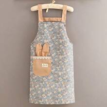 1pc Cute Shoulder Strap Canvas Apron, Waterproof Oil-Proof Breathable Work Uniform Waist Apron, Restaurant Server Uniform, Stain-Resistant Restaurant Chef Apron Coverall, Kitchen Supplies - Multicolor - View 12