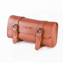 1pc Bicycle Handlebar Leather Bag, Waterproof Retro Cycling Storage Bag | Waterproof & Wear-Resistant Material, Quick-Release Buckle, Large Capacity 8.74 Inches, Fits Most Handlebars - Multicolor - View 13