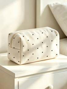 Campus Style Polka Dot Pencil Case/Stationery Storage Bag - Multi-Functional Large Capacity Design, Can Be Used To Store Office Supplies, Creative Multi-Purpose Pencil Box Or Portable Travel Makeup Bag, Suitable For Students And Adults Daily Use. Stripe Direction And Polka Dot Density Random - Multicolor - View 7