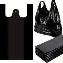 100pcs/50pcs Thickened Large Black Trash Bags, Kitchen Garbage Bags, Vegetable Bags, Large Size Trash Bags, Suitable For Paper, Plastic, Bottles, Newspapers, Lawn, With Handle T-Shirt Bags, Large Capacity Plastic Bags - Tank Top Style - View 13