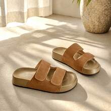 Women's Casual Fashion Open Toe Slippers, New Retro Flat Soft Non-Slip Beach Vacation Strap Sandals - Brown - View 1