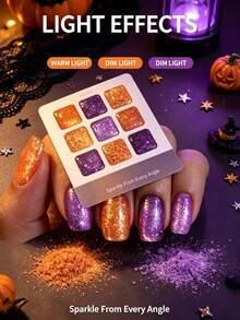 Set Halloween Terbaru, Bubuk Kuku Aurora Bunglon Optik, Bubuk Kuku Tahan Lama Tidak Pudar Cocok untuk Semua Warna Kulit, Bubuk Kuku Eksklusif Pesta Halloween, Seri French, Bubuk Kuku Aurora Optik Berkilau - MultiWarna - View 4