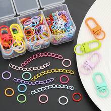 102pcs DIY Keychain Making Parts, Random Mixed Colors, Includes Rotating Lobster Clasp, Jump Rings, 5-Section Chains, Door Hooks, Connector Hooks, Suitable For Braided DIY Keychains, Bag Charms, Open Connectors, Keychain Accessories Making Materials, DIY Key Ring Accessories - Clasp & Jump Ring & Extension Chain - View 11