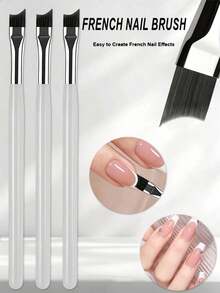 1/2/3pcs French Tip Nail Art Brush Set, Angled Crescent Flat, Half Moon Shaped Precision Painting Tools For French Manicure, Gel Polish Gradient Outline Detail Work, Striping Drawing Pens For Thin Lines And Fine Details,Fall,Nail Supplies,Halloween - Multicolor - View 1