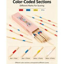Wooden Mikado Pick Up Sticks Game Set With Storage Box, Classic Hand Concentration Desktop Puzzle Game, Christmas Halloween Indoor Party Leisure Interactive Table Game - Multicolor - View 2
