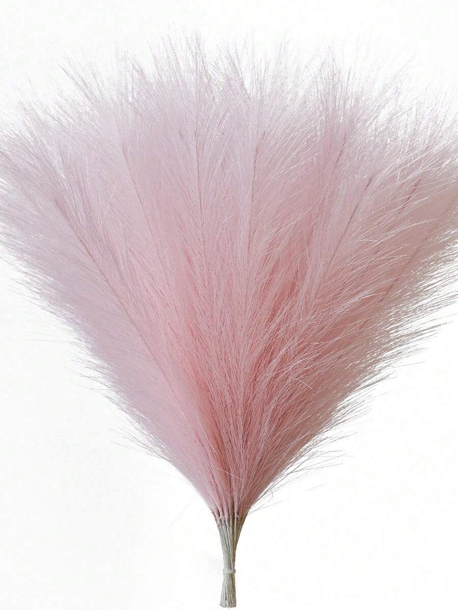30 Pcs Artificial Pampas Grass, 16.5 Inch, Light Pink Faux Pampas Grass With Feather Decor, Fluffy Fake Cattail Stems, Vase Filler, Bohemian Farmhouse Wedding Decor, Valentine's Day, Birthday Gift, Graduation Ceremony, Fall Decor, Artificial Plants - Baby Pink - View 1