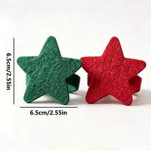 12pcs Christmas Star Felt Napkin Rings, Simple Red & Green Color Star Napkin Rings, Christmas Star Felt Napkin Rings Table Decor, Suitable For Christmas Home, Restaurant, Hotel, Banquet Table Decoration - Multicolor - View 5