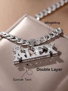 A Set New Customized Name Jewelry,18k Gold Stainless Steel Love Crown Pendant,Engravable Characters, Teen Bracelet Necklace Set,Back To School Fashion - Frosted Necklace - View 2