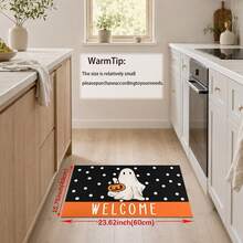1/2pcs Halloween Ghost Pattern, Vintage Diatomaceous Earth Mat, Super Absorbent, Non-Slip, Perfect For Bathroom, Kitchen And Dining Room, Quick Drying, Machine Washable, Perfect Gift For Home Decor And Bathroom Mat - Multicolor - View 10