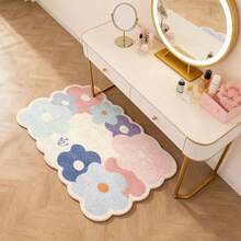 1pc Small Fresh Imitation Cashmere Floor Mat, Sofa And Coffee Table Blanket, Household Carpet, Dirt Resistant And Easy To Maintain Bedroom Bedside Blanket - Multicolor - View 6