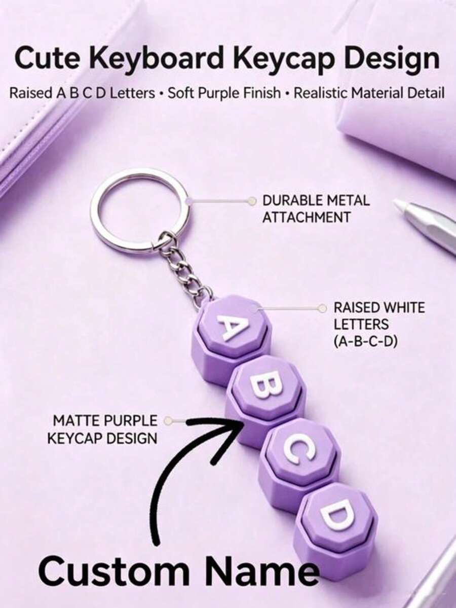 Personalized Name Keychain, Mechanical Keyboard Clicky Stress Relief Toy, ASMR Cherry MX Switch Pendant - Multicolor - View 1