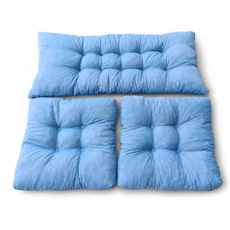 3-Piece Decorative Cushion Set For Living Room & Balcony | 1pc 50x100cm + 2pcs 50x50cm | Premium Fabric | Made In Turkey - Dusty Blue - View 1