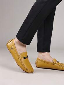 Handmade Men's Loafers, Comfortable Casual Work Driving Slip-On Shoes, Plus Size Men's Loafers, Slip-On Driving Shoes - Yellowish Brown - View 6