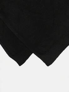 Women's Colorblock Floral Embroidered Loose French Elegant Fashion Knit Shawl, Autumn/Winter Daily Date Versatile Sweater Cape - Black - View 8