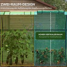 Greenhouse With 2 Roll-Up Doors, Windproof With Side Windows, UV Protection, PE Tomato House For Garden - 綠色 - 查看 4