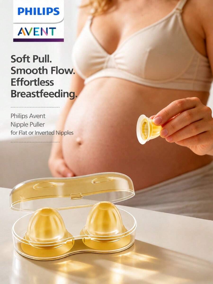 Philips Avent مصحح الحلمة المقلوبة من السيليكون، شفاطات مصحح الحلمة للرضاعة الطبيعية للبنات مع علبة سفر، مناسب للحلمات المسطحة والناعمة - متعدد الألوان - مشاهدة 1