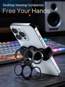 KELEEL Giá đỡ điện thoại xoay 360° vòng kép 3 ngón tay, giá đỡ kẹp lưng từ tính đa năng xoay gập, giá đỡ điện thoại di động tương thích với smartphone, dùng cho ô tô và văn phòng - Nhiều màu - Xem 4