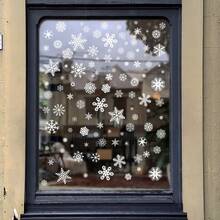 5pcs/Set 20*30cm Glue-Free Reusable PVC Christmas Static Glass Stickers, Winter White Snowflake Patterns In Various Sizes, Easy To Apply And Remove Without Residue Window Decor, Suitable For Christmas, New Year, Winter Party, Home Living Room, Store Window, Classroom, Office And Glass Door/Window Decoration - Multicolor - View 10