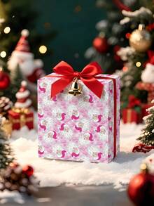 1 Roll Of Christmas Gift Wrapping Paper Featuring A Santa Claus Head Pattern In Pink Tones;Perfect For Christmas Gift Wrapping,Holiday Party Decor,Home Festive Decoration,DIY Craft,Festive Favour Wrapping Dimensions: 43 Cm X 300 Cm. - A - View 4