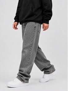 Men's Casual Versatile Everyday Denim Jeans - Grey - View 7
