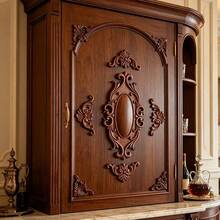 5pcs Solid Wood Carved Diamond Applique Home Decor, Unpainted Wood Carving Combination Applique, Scroll Carving, Suitable For Cabinets, Doors, Windows, Furniture, Background Walls, Entryways And Other Decorations, Holiday Decor, DIY Decor. - Multicolor - View 10