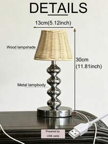1pc Handwoven Table Lamp, USB Powered, Artistic Southeast Asian Style, Modern Ins Style, Vintage Creative Premium Decor Night Light, Suitable For Bedroom, Desk, Living Room - Handmade Table Lamp - View 9