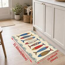 1/2pcs Fish Pattern, Vintage Diatomaceous Earth Mat, Super Absorbent, Non-Slip, Perfect For Bathroom, Kitchen And Dining Room, Quick Drying, Machine Washable, Perfect Gift For Home Decor And Bathroom Mat. - Multicolor - View 10