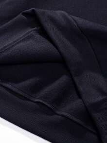 GRDR Sudadera ligera de estilo casual de negocios azul marino con media cremallera y cuello alto, estampado minimalista de caballo blanco en el pecho izquierdo, top de manga larga tipo pullover - Azul Marino - Ver 7
