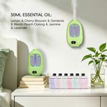 | Diffuseur d'aromathérapie intelligent pour la maison | Nouveau modèle 2026 Diffuseur d'arôme intelligent vert olive | 9 modes de brumisation + fonction de minuterie | Rechargeable USB avec longue durée de batterie | Convient pour hôtel/chambre/salle de bain | Parfum durable pour rafraîchir l'air | Double usage sur bureau/monté au mur | Design à la mode en matériau ABS durable | Lumière de nuit sept couleurs pour une atmosphère romantique | Cadeau de vacances idéal - Vert - Voir 15