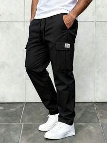 Men's Casual Outdoor Cargo Jogger Pants Sports Black Fall - Black - View 5