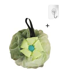 Cute Plaid Flower Bath Sponge, Soft Mesh Shower Ball, Rich Foam Hanging Body Scrubber, Aesthetic Decorative Bath Ball For Bathroom Shower - Multicolor - View 13