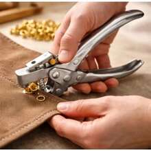 Alicate para Ilhós com Bolsa para 100 Ilhós Grátis, Ferramenta para Aplicação em Couro, Tecidos e Roupas, Ideal para Artesanato DIY e Reparos Domésticos - Visão 3