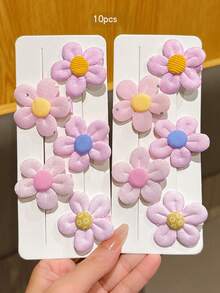 10pcs Pink Floral Hair Clips For Daily Decoration - Multicolor - View 6