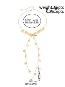 1pc Personalized Metal Disc Tassel Long Necklace, Minimalist Geometric Disc Patchwork Design, Layerable Decorative Necklace, Fashion Accessory For Daily Wear - Gold - View 6