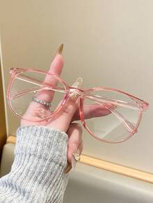 3pcs/1pc Fashion Glasses, Transparent Lenses, Unisex, Black, Pink And Clear Frames, Eye Protection Fashion Style - Transparent - View 7