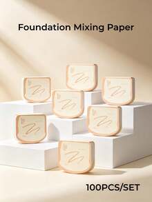 GUOXIAONIU 100PCS Makeup Mixing Paper - 100 Sheets & Spatula, Small Travel Toiletry Essentials, Handheld Foundation/Lip/Nail Color Mixing Tray, Makeup Artist And Enthusiasts Gift - Multicolor - View 4