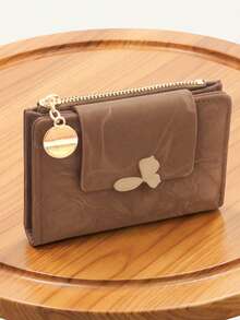 MINGYOU Fashion Soft Textured Handheld Short Wallet Zipper Coin Purse - Chocolate Brown - View 1