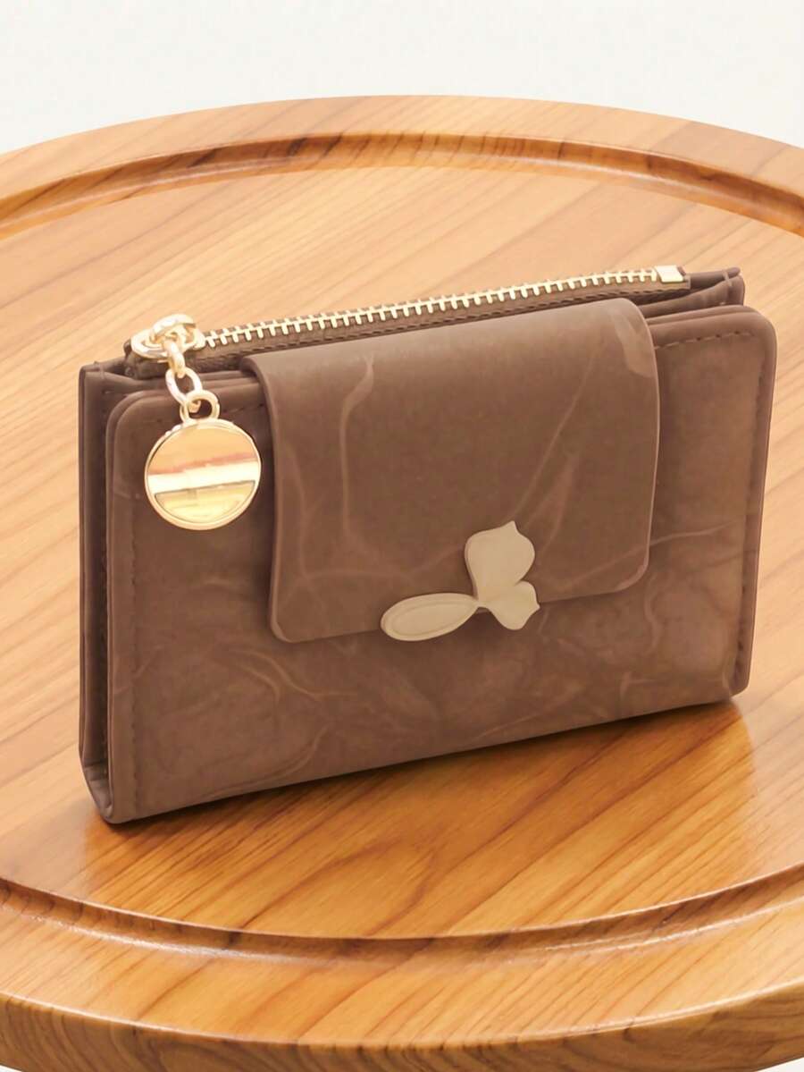 MINGYOU Fashion Soft Textured Handheld Short Wallet Zipper Coin Purse - Chocolate Brown - View 1