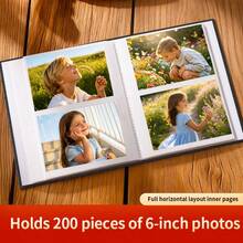 1 Photo Album For 4*6inch Photos, Large Capacity, Full Landscape Pocket Design, 6 Inch 200 Photos, Suitable For Storing Travel Scenery And Family Gatherings - 1PC - View 2