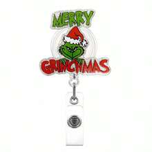 The Grinch The Green Acrylic Christmas Badge Reel Retractable ID Holder Badge Clip; Suitable For Nurses And Office Professionals; Christmas Gift; Party Favor - Cookie Monster - View 18
