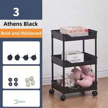 1 pieza Carrito de almacenamiento rodante multifuncional, estantería de almacenamiento móvil de plástico, organizador de pie para dormitorio, cocina, baño, inodoro, estantería de almacenamiento de varias capas - Ver 13