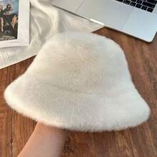 3pcs Fuzzy Plush Bucket Hat Autumn Winter Warm Versatile Fashion Headwear Face Slimming Windproof Bucket Hat For Daily Outdoor Travel - Multicolor - View 10