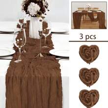 3PCS Cheesecloth Tablecloth, Bohemian Gauze Tablecloth, Rustic Transparent Tablecloth Suitable For Wedding, Bridal Shower, Birthday Party, Dining Table Decoration, Thanksgiving, Christmas Decoration - Multicolor - View 14