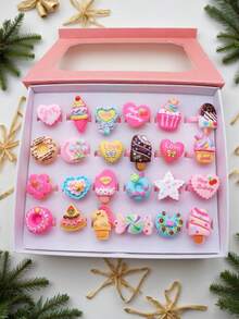 10pcs/Set Randomly Sent Girls Multicolor Cute Food & Fruit Rings Princess Dress-Up Accessories Gift (No Packaging Box) - Multicolor - View 1