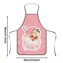 1pc Vintage Pink Santa Claus Print Apron, Santa Claus Wearing Pink Christmas Hat With Holly Berry Accents, Sweet Fresh Vintage Style, Durable Cooking Apron Suitable For Bakers, Cake Decorators, BBQ Enthusiasts, Gardeners, Painters, Nail Artists, Etc. - Perfect Gift For Home And Professional Chefs - Multicolor - View 13